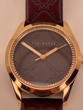 Ted Baker London Cooley Brown Embossed Leather Gold Tone Watch